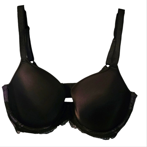 Wacoal Black Lace Affair Contour Underwire Support Bra 32DDD Shapewear Romantic - Picture 1 of 9